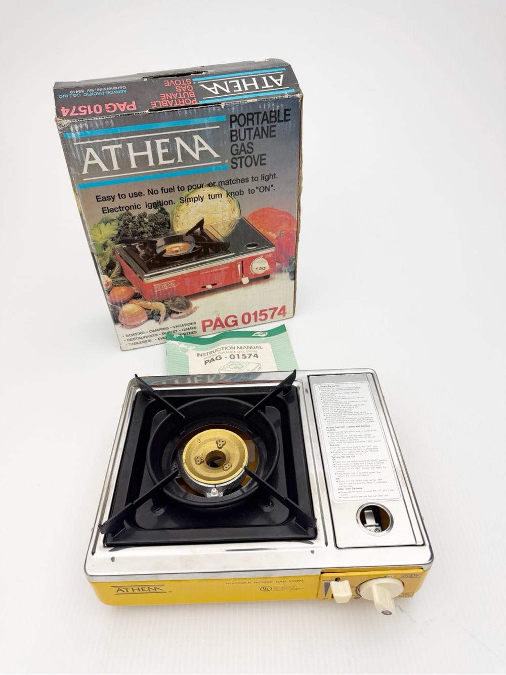 Athena Portable Butane Gas Stove Yellow Outdoor Camping Portable Summer Cooking